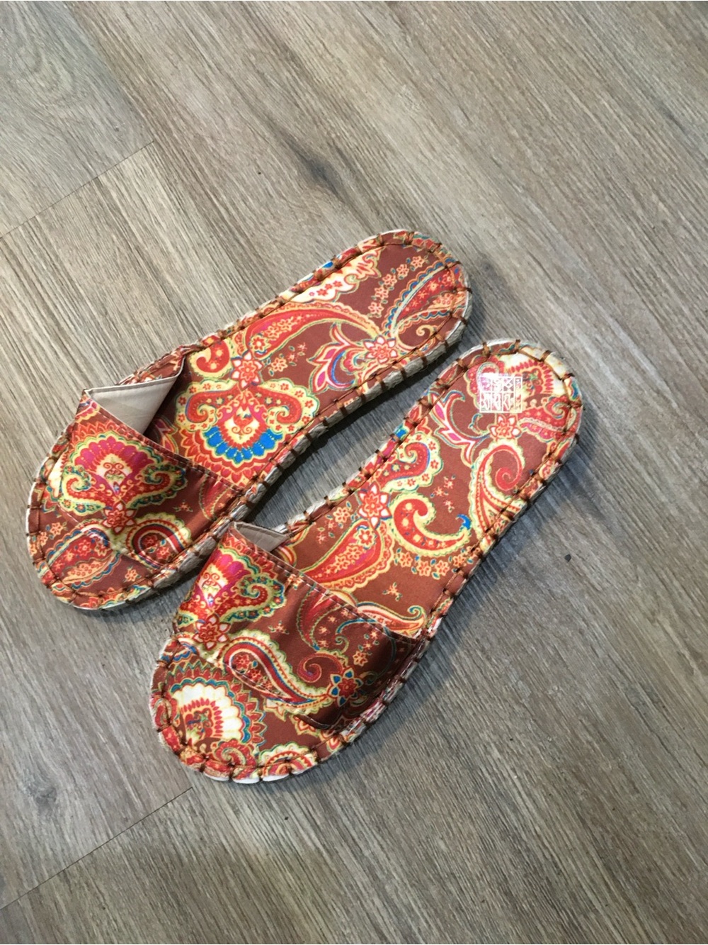 Women's Orange Paisley Slip-On Sandals